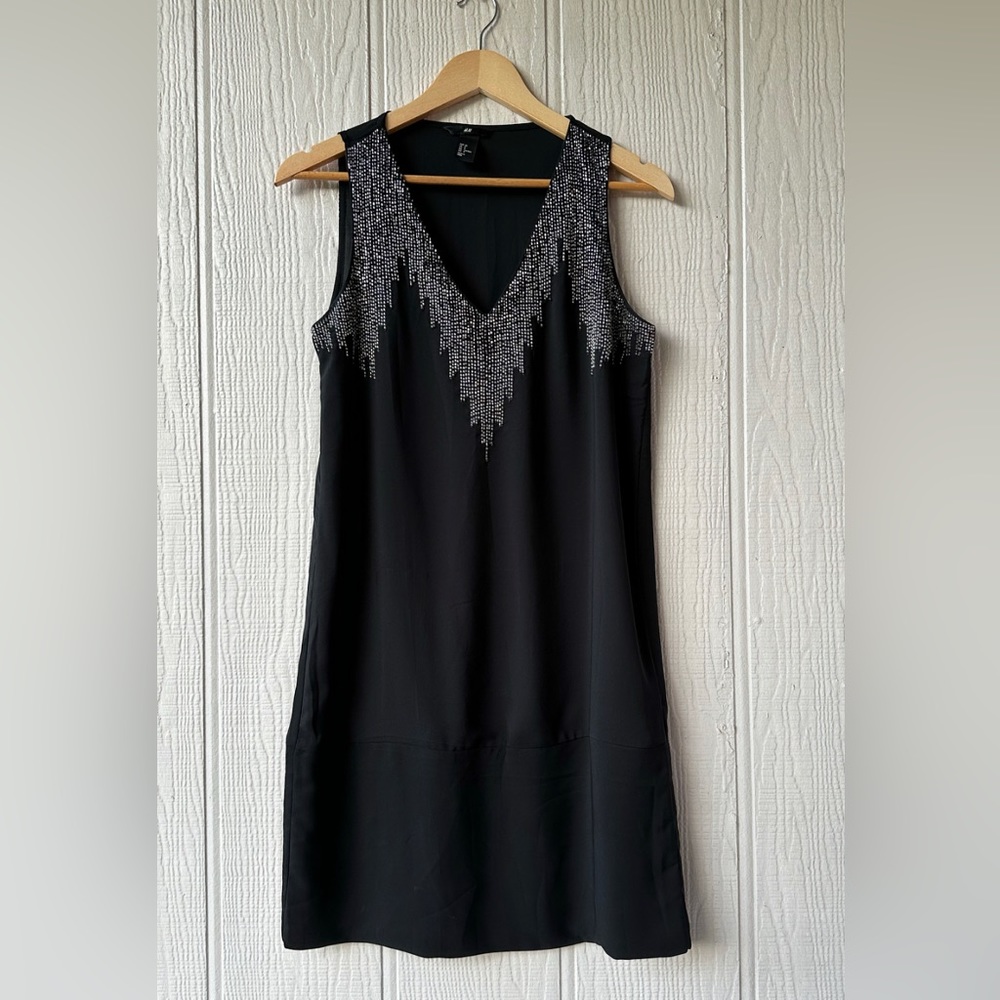 H&M V-Neck Beaded Sleeveless Dress